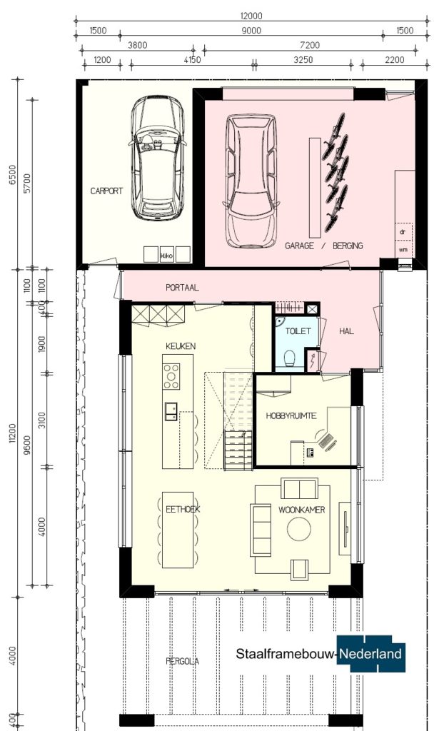 Modern kubistisch ontwerpen met staalframebouw energiearm M140 Vloer 2