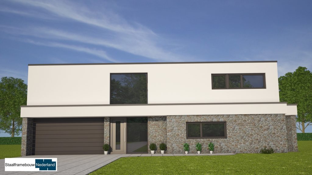 Moderne kubistische villawoning met grote garage 1