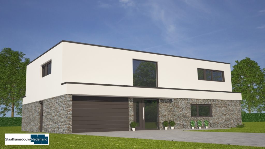 Moderne kubistische villawoning met grote garage 