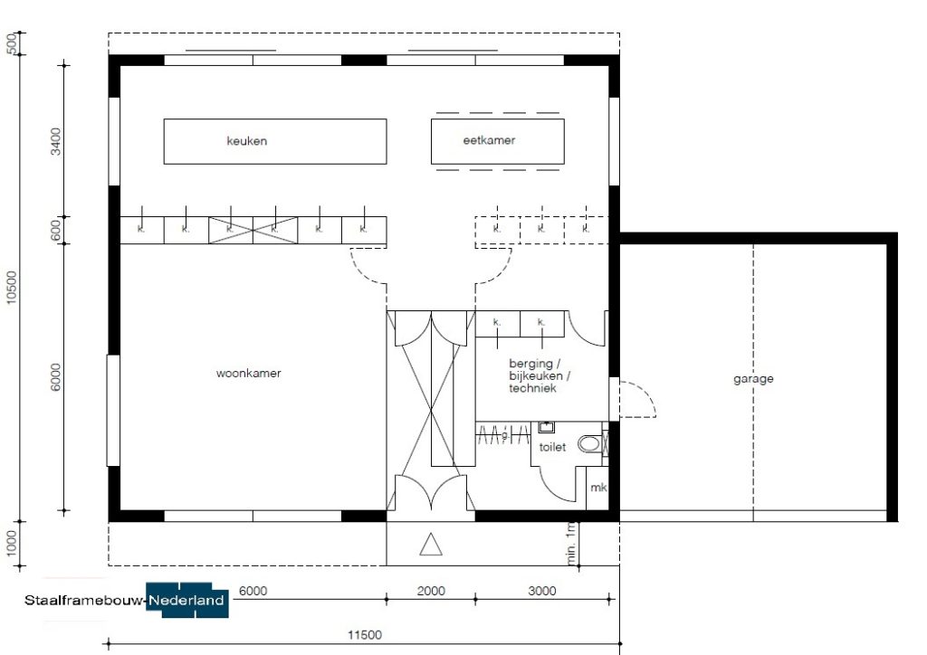 Moderne kubistische woning M112 vide overstekende verdieping veel glas natuursteen gevel 3