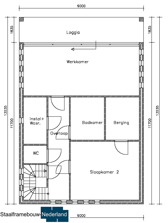 staalframebouw M21 eigentijdse moderne villa met plat dak atelier of kantoor prefab passief gebouwd (1)