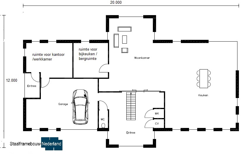 modern kubistisch villa ontwerp bauhausstijl villan M79 Vloer BG1